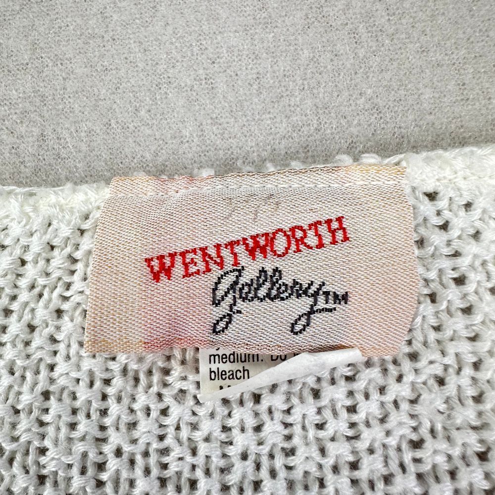 VTG 80s Wentworth Gallery Sweater Womens M White Striped Short Sleeve USA - Picture 4 of 8